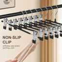 POZEAN Pants Hangers with Clips for Women 30 Pack, 12Inch Adjustable Heavy Duty Skirt Hangers, Space Saving Non-Slip Shorts Jeans Trousers Clothes Hangers, Black