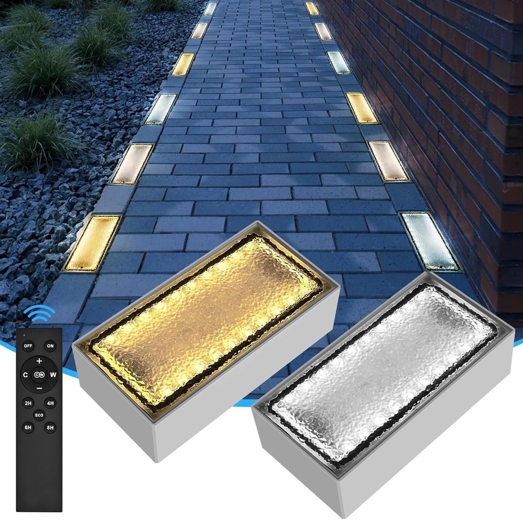 Drart Solar Paver Lights 4x8 Inch, IP67 Waterproof Recessed Brick Pathway Lighting Outdoor for Driveway, Walkways, Patio, Garden, Pavers, Yard (2700K/4500K/6000K, 2 Pack)