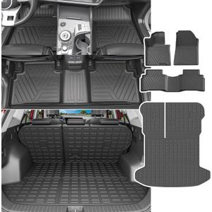 powoq Floor Mat Compatible with 2023-2025 Kia Sportage Fuel Cargo Liner with Backrest Mat TPE Replacement for 2023-2025 Kia Sportage Accessories (Trunk Mat with Backrest Mat+Floor Mat)