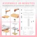 Modern Scratching Post for Indoor Cats - 15 High Cat Scratching Post with Bed Breeds - 15.7 x 11.6 Removable & Washable Cushion (Natural Wood Post with White Bed)