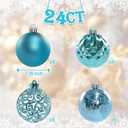24ct Blue Christmas Balls Tree Pendants Shatterproof Ornaments Seasonal Decorations for Tree Decor,Holiday and Xmas(Light Blue, 2.36''/60mm)
