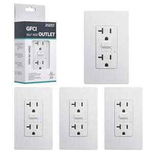 BSEED GFCI Outlet 20 Amp, 4 Pack Self-Test GFI Electrical Outlet with LED Indicator, Weather & Tamper Resistant GFCI Receptacle, Ground Fault Circuit Interrupters with Wall Plate, UL Listed, White
