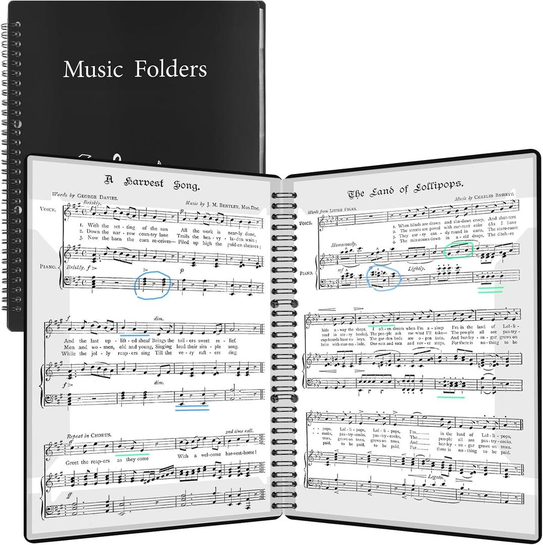 Sheet Music Folder, Music Folder, Premium Spiral Binder Organizer for Sheet Music, Sturdy Double Side Writable 60 Pages Music Sheet Folders Fits Letter Size (8.5 x 11 inches) by RNSXYAT