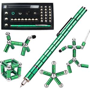 Fidget Pen, Fidget Toys Pen, Deformable Metal Writing Pen for Age 8-13 Kids Boys Girls Teens Adults, Classroom Prizes, Birthday Gift, Party Favors, Easter Basket Goodie Bag Stuffers (Green)