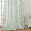 Bohoman Sage Green Floral Curtains Privacy with Light Filtering, Non-See-Through Semi Floral Curtain Drapes Vintage & Rustic for Farmhouse Bedroom Living Room (W52 x L108, 2 Panels)