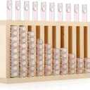 Wonderjune 1 Pcs Wooden Lipsticks Holder 0.7 inch Lip Balm Tube Holder Lip Gloss Organizer Display Wood Lipsticks Tube Tower Organizer for Market Craft Booth Room Display (10 Slot)