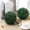 4 x Hotop 4 Pcs 7 Inch Artificial Plant Topiary Ball 4 Layers Garden Spheres Boxwood Balls Artificial Topiaries Spheres Decorative Plants for Backyard, Balcony, Garden, Indoor Outdoor Decor (Green)