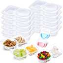 100 Pcs 5 oz Double Compartment Snack Containers with Lids Clear 2 Compartment Small Disposable Plastic Snack Box Container for Sauce Salad Travel Sampling