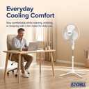 EZ-CHILL 16" Oscillating Pedestal Fan with Folding Base - White
