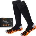 Heated Socks for Men Women - Rechargeable, Washable, Electric Heated Socks Up to 8 Hours with 4 Heating Levels for Hunting, Camping, Hiking, Skiing, Walking, Fishing, Cycling, Outdoor Work(All Black)