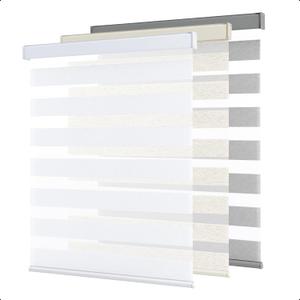 SHECUTE Cordless Zebra Blinds for Windows, Zebra Roller Window Shades for Day & Night, Light Filtering Room Darkening Window Blinds for Home and French Doors(White, 35"W x 72"H, Support Custom Size)