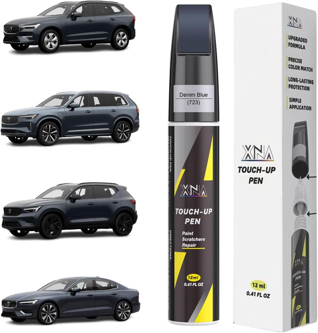XNA Denim Blue(723) for Volvo Touch Up Paint, Car Scratch Remover for Nicks and Chips Repair, 2-In-1 Quick & Easy Fix Car Scratch Repair Kit with Exact Color-Matched (Denim Blue(723) for XC60/XC90/XC40/S60/S90/V60/V90/V60 Cross Country/V90 Cross Country/EX90/EX40/EC40)