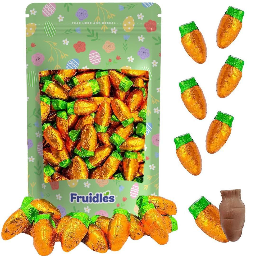 3 x Fruidles Easter Chocolate Carrots Bunny Rabbit Treats Milk Chocolate, Individually Wrapped in Orange Foils, Approximately 38 Pieces Per Pound (Half-Pound) BBD: 08/15/2027