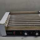 Hot Dog Roller, 18 Hot Dogs 7 Rollers Grill Cooker Machine, Stainless Sausage Grill Cooker Machine with Cover & Removable Drip Tray, Dual Temp Control, Led Light, Perfect for Commercial and Party
