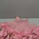 IMEKIS Toddler Kids Girls Pageant Sequin Flower Dress, Shiny Asymmetric Shoulder Formal Party Tiered Tulle Gowns (Pink, 4-5Y)