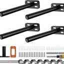 4pcs Wall Shelf Brackets Heavy Duty Floating Shelf Bracket Hidden,Invisible Black Shelving Brackets Decorative Floating Shelf Hardware Heavy Duty,Metal Shelf Support Bracket(6"-4pcs)