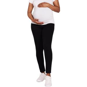 Motherhood Maternity Women's Secret Fit Over The Belly Skinny Ankle Denim Pregnancy Jeans (Large, True Black Wash)