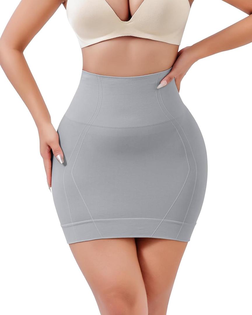Slip Dress for Women Seamless half slip with non slip strip Shapewear Dress Under Dress Tummy Control Slip Dress (Gray, L)