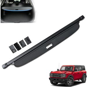MIALUTY® Cargo Cover for 2021-2026 Ford Bronco 4-Door Soft Hard Top Retractable Trunk Cover Bronco Accessories Anti-Peeping Privacy Screen, Carbon Fiber Texture(Not for Bronco Sport & Bronco 2-Door)