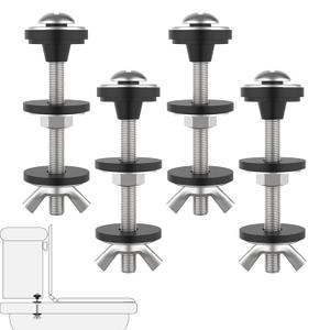4 Pcs Universal Toilet Tank to Bowl Bolts Kit, Heavy Duty Stainless Steel Toilet Tank Bolts with Stainless and Rubber Washers Gasket for Toilet Mounting and Repair