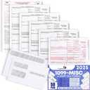 1099 MISC Forms 2025 with Envelopes, 4 Part Laser Tax Forms, 50 Vendors Kit with 50 Self-Seal Envelopes  Compatible for QuickBooks and Accounting Software, with 3 1096 Included, 50 Pack MISC 2025