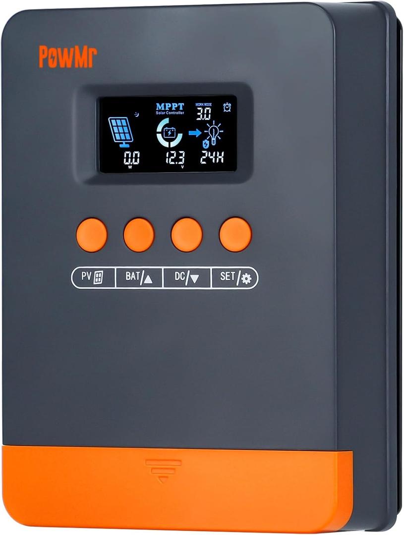 PowMr MPPT Charge Controller 35A 12V/24V Auto, 35Amp Solar Controller MPPT Max.PV Input 80V, Work with Lead-Acid and Lithium Batteries