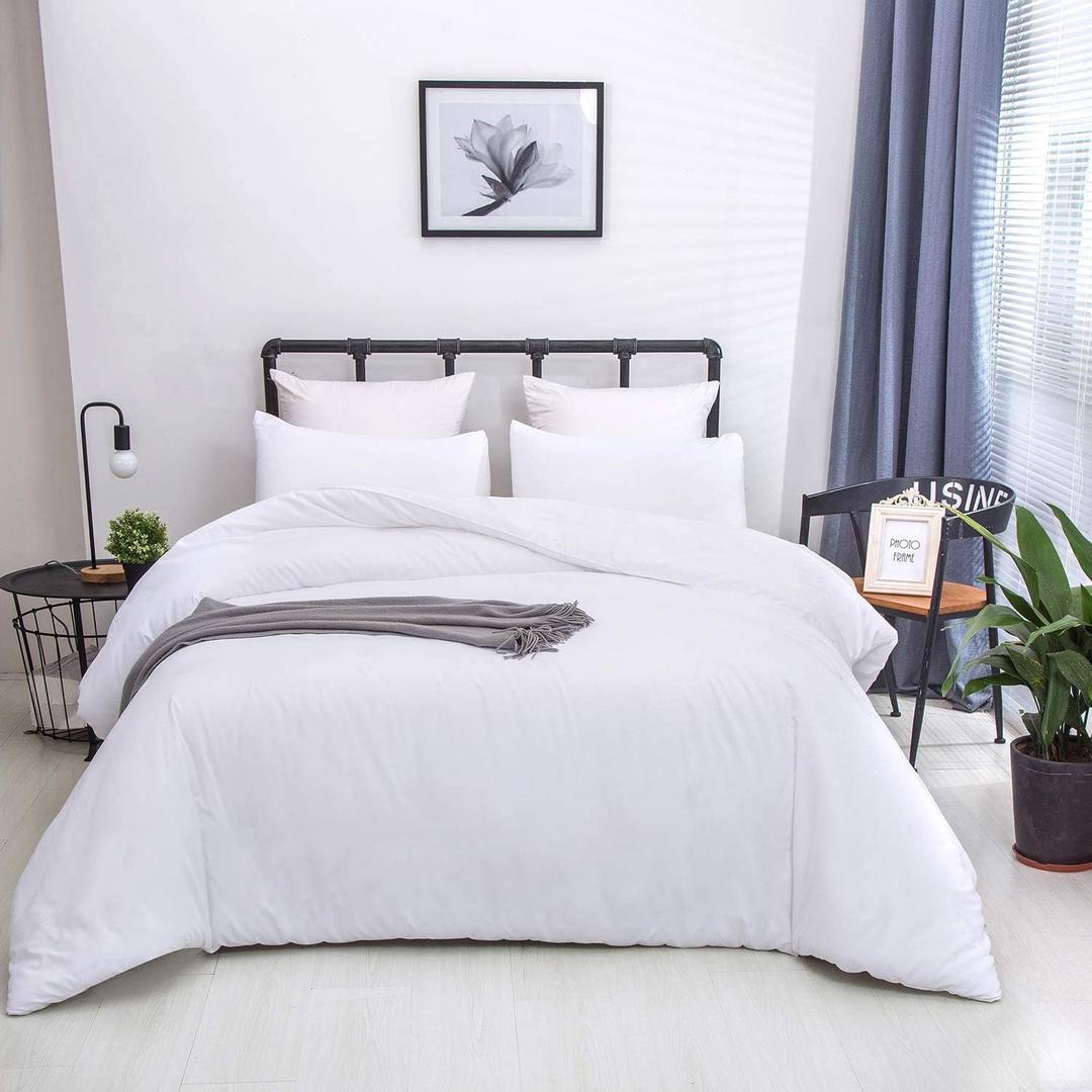 Houseri White Comforter Sets Twin Size Solid White Bedding Comforters for Kids Girls Boys Soft Cozy Comfy Plain All White Bed Quilt Cute Light Durable College Preppy Dorm Bedding Set Twin