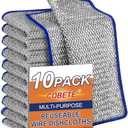 COBETE Non Scratch Wire Dishcloth,Double-Layer Wire Dishwashing Rags for Wet and Dry,Wire Miracle Cleaning Towels and dish Cloths Multipurpose For Washing Dishes,Cookware, Sinks,Stove Tops,10Pack Blue
