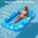 Inflatable Tanning Pool Lounger Float with Sprinkler, X-Large Pool Floats with Auto Spray Cooling, 6 in 1 Sunbathing Lounge Floatie Raft Toys, Blow Up Pool Tanning Bed for Adults Kids Gifts