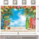 8x6ft Summer Hawaiian Beach Photography Backdrop Tropical Flower Palm Leaves Surfboard Background for Luau Aloha Party Decoration Banner Photo Booth
