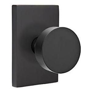 Passage Set, Modern Rectangle Rosette, Modern Round Knob, Flat Black