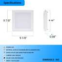 (OD 9.84" / ID 8.66") 15W Square LED Recessed Ceiling Light LED Downlight 130 Watt Equivalent 1400 Lumens 6000K Cool White with Open Trim,1Pack