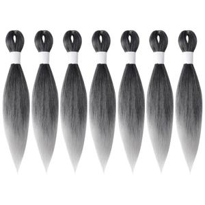 Ombre Gray Braiding Hair 10 Inch Short Pre Stretched Hair Straight Yaki Texture Synthetic Hair Extensions Softness, 7 Packs (TGrey(Ombre Grey))