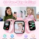 4G Kids Smart Watch GPS Tracker, Smartwatch for Kid with Video Calling, Voice Chat, Class Mode, SOS , Pedometer, Alarm, SIM Card HD Touch Screen Phone Watch Gift for 4-12 Girls Boys (Light Pink)