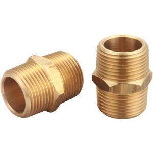 3/4 Inch NPT Brass Nipple Male Pipe Fitting Adapter, Hex Nipple, (3/4 inch x 3/4 inch NPT Male, 2 Piece), Straight Connector Pipe Fitting, Thread 1" OD to 1" OD