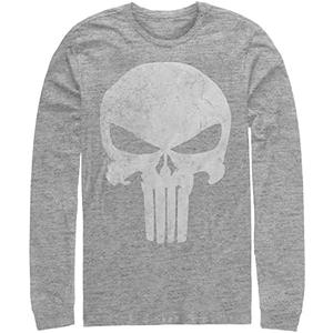 Marvel Big & Tall Classic Punisher Distresskull Men's Tops Long Sleeve Tee Shirt, 4XL