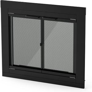 Stanbroil Fireplace Glass Cabinet-Style Door, Black Finish, Medium, Decorative Fireplace Screen Door for Fireplace Accessories