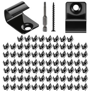Starter Deck Clips, 80 Pack Universal Decking Clips,Stainless Steel Starter Clip Hidden Fasteners for Composite Decking (Black-80Pack)