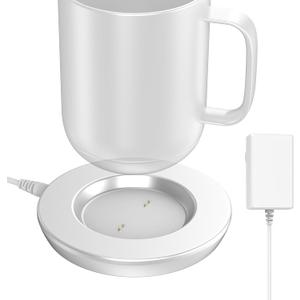 Charging Coaster 2 Compatible with Embo Temperature Control Smart Mug 2 and 1 - Mug Power Cord - Charger Dock Base for Wireless Warmer Cup Accessories (Silver White)