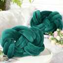 Sintuff Set of 2 Velvet Knot Pillow Ball 14 x 16 Inch Soft Decorative Knotted Throw Pillow for Christmas Thanksgiving Couch Home Sofa Bedroom Decor to Add Comfort and Style(Green), 13.78 x 15.75 inches/ 35 x 40 cm