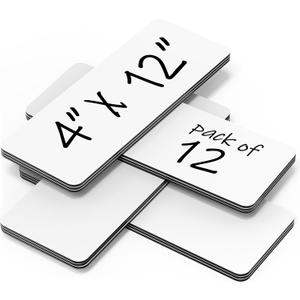 12 Pack Dry Erase Magnetic Labels 12x4 in - Magnetic Name Tags for Classroom Lockers School Bus - Classroom Magnets for Names - Magnet Labels for Whiteboard - Magnet Names Plates for Classrooms
