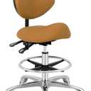 Saddle Stool Chair with Wheels,Ergonomic Swivel Rolling Height Adjustable for Salon Beauty Clinic Dentist Tattoo Home Office, With Backrest