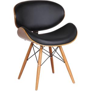 Armen Living Cassie Dining Chair in Black Faux Leather and Walnut Wood Finish 20D x 21W x 31H in, Standard