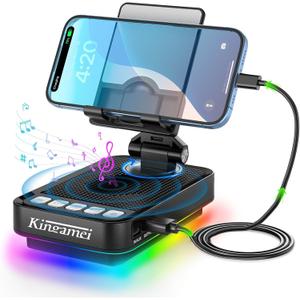 Kingamei Gift for Men Women, 4 in1 Call Phone Stand with Wireless Bluetooth Speaker and Power Bank (5000mAh) & Colorful Ambient Light, Charging Bank for iPhone/Android, Birthday Gifts for Dad Mom