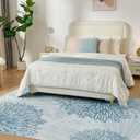 WITSHOCK 6x9 Washable Rug for Living Room,Modern Floral Distress Print Pattern Area Rugs,Stain Resistant with Non Slip Backing Carpet for Dining Room,Bedroom & Home Decor,Blue/Light Blue