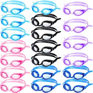 Gejoy 20 Pairs Kids Swimming Goggles No Leaking Swim Goggles Wide View Swim Glasses for Youth Children and Teens from 6 to 14 Years Old, Waterproof and Clear Vision, Random Color
