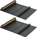 Car Parking Guide Mat, Durable Self Adhesive Anti-Skid Rubber Parking Mat, Wheel Stopper, 2 Pack FoldingTire Guides for Cars, Trucks, 23.6''x15.7''x2.8'' Black with Reflective Strips