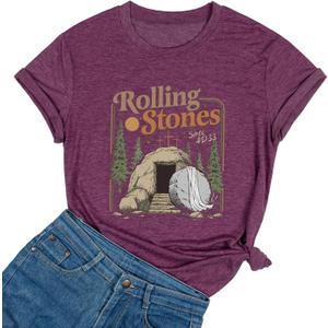 Ykomow Happy Easter Shirts for Women Hangin with My Peeps T Shirt Cute Easter Bunny Outfit Tees (Medium, Purple)