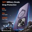 2024 New Upgrade 360 Spin Titanium Magnetic Stand for iPhone 13 Case [16FT Military Grade Shockproof] [Fit for MagSafe] Matte Translucent Slim Kickstand iPhone 13 Phone Cover 6.1'', Purple