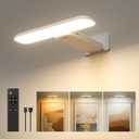 FULEN Picture Lights Battery Operated, Rechargeable Picture Frame Lights for Wall, LED Cordless Wall Lights for Arts,Paintings,Gallery&Dartbord Lighting, Remote Control,White, 1 PACK